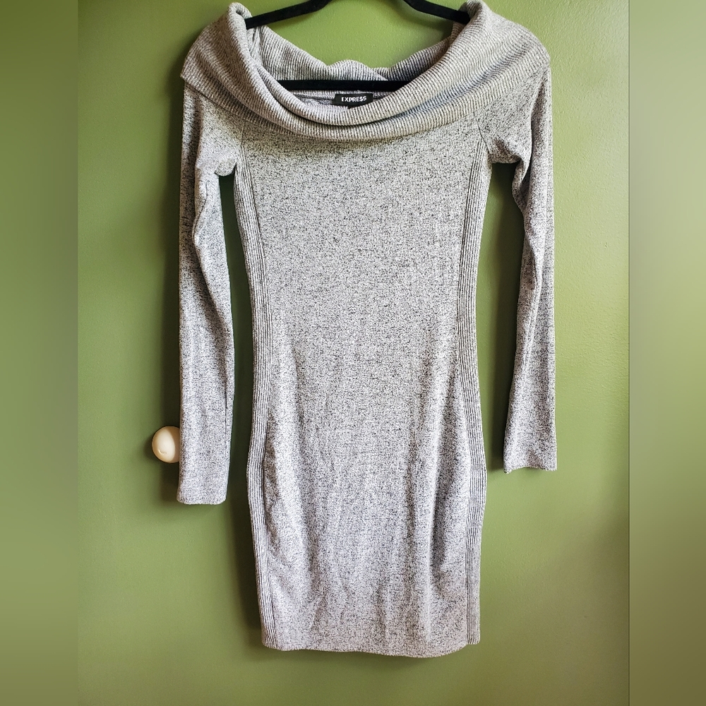 Gray cowl neck dress, super soft knit